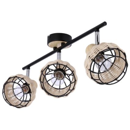 Bodové svietidlo TAJGA 3xE14/40W/230V ratan/čierna