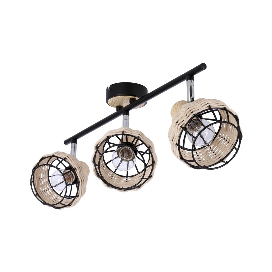 Bodové svietidlo TAJGA 3xE14/40W/230V ratan/čierna