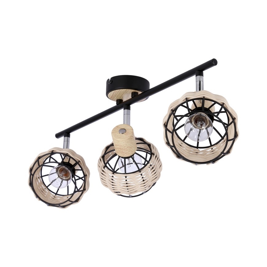Bodové svietidlo TAJGA 3xE14/40W/230V ratan/čierna