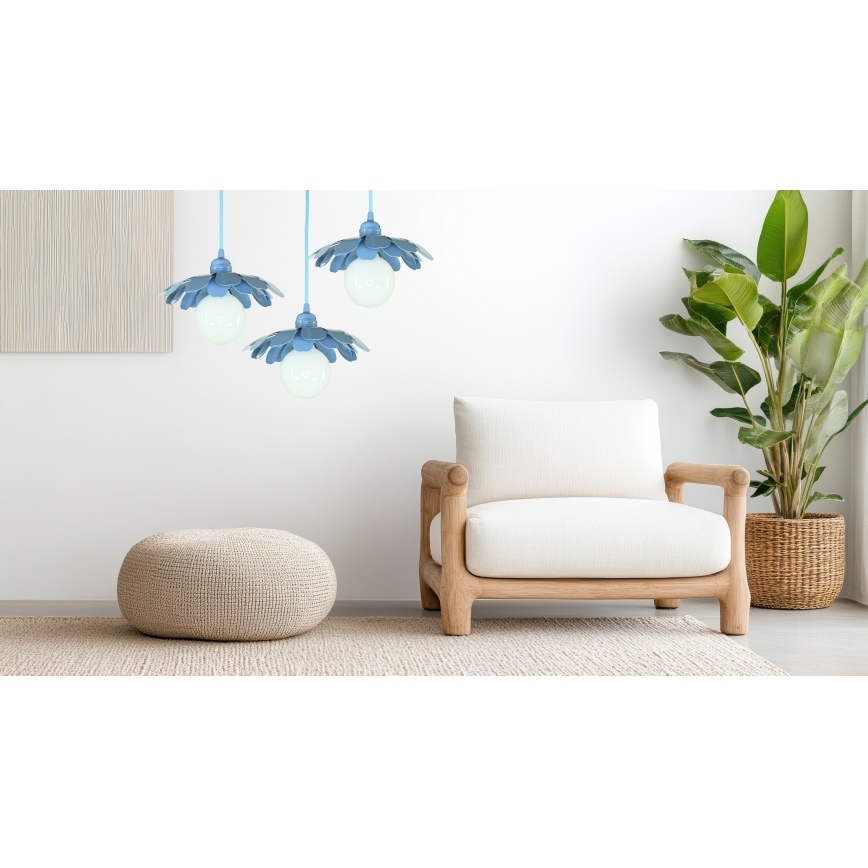 Bohemia-Design - Luster na lanku 1xE27/60W/230V modrý