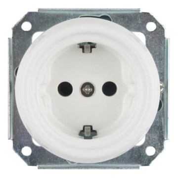 Bohemia-Design - Porcelánová retro domová zásuvka bez rámčeka SCHUKO 250 V/16 A biela
