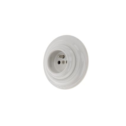 Bohemia-Design - Porcelánová retro domová zásuvka s rámikom 250 V/16 A, biela