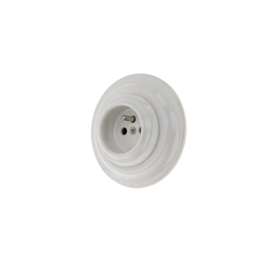 Bohemia-Design - Porcelánová retro domová zásuvka s rámikom 250 V/16 A, biela