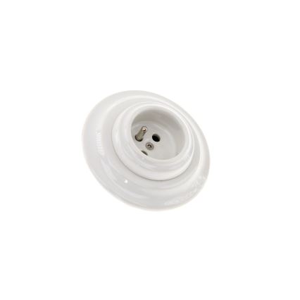 Bohemia-Design - Porcelánová retro domová zásuvka s rámikom 250 V/16 A, biela
