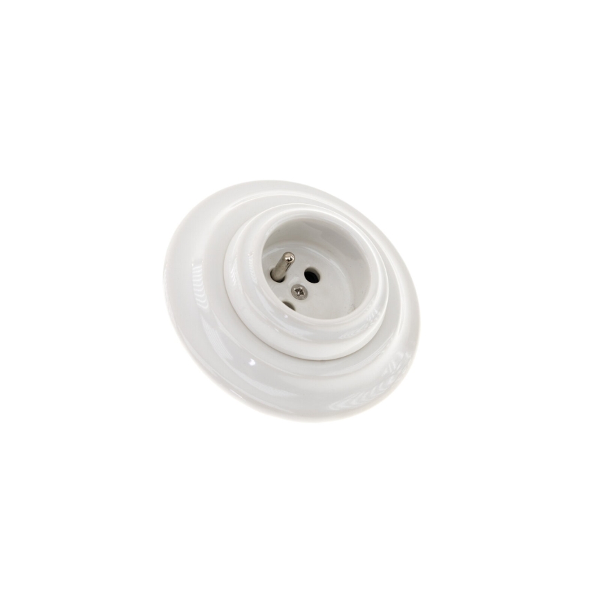 Bohemia-Design - Porcelánová retro domová zásuvka s rámikom 250 V/16 A, biela