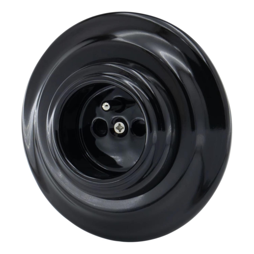 Bohemia-Design - Porcelánová retro zásuvka do domácnosti s rámikom 250V/16A čierna