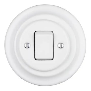 Bohemia-Design - Porcelánový retro jednoduchý vypínač s rámikom č. 7 biela