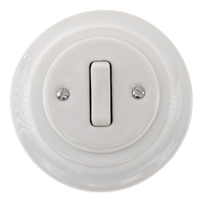 Bohemia-Design - Porcelánový retro jednopólový vypínač s rámčekom č. 1 biely