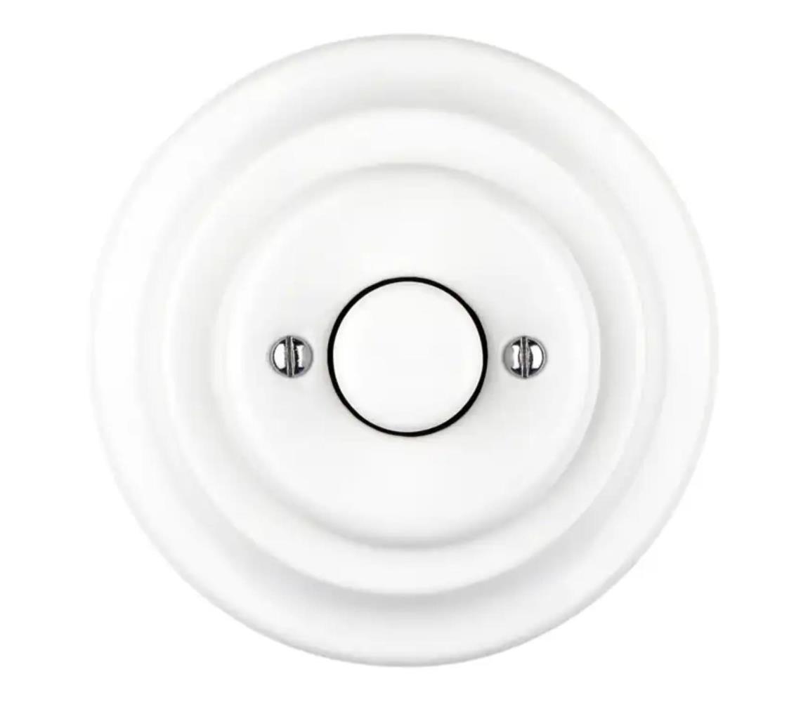 Bohemia-Design - Porcelánový retro otočný stmievač s rámikom 250V/10A biely 12357554