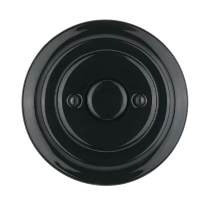Bohemia-Design - Porcelánový retro stmievač otočný s rámčekom 250V/10A čierna