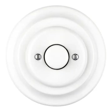 Bohemia-Design - Porcelánový retro stmievač otočný s rámikom 250V/10A biely