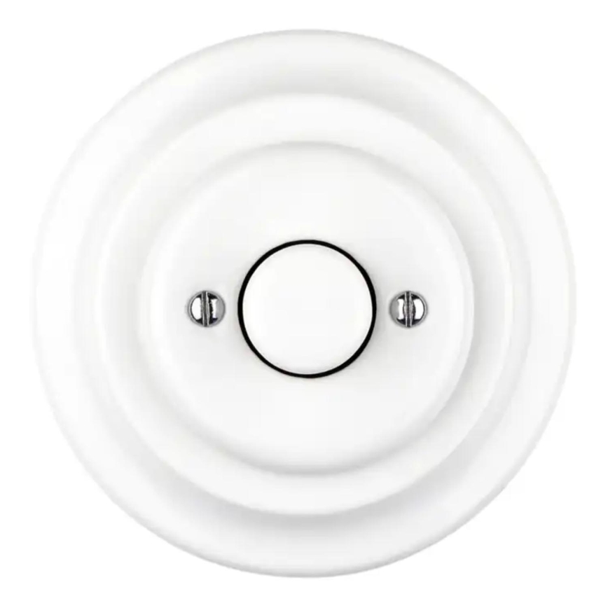 Bohemia-Design - Porcelánový retro stmievač otočný s rámikom 250V/10A biely