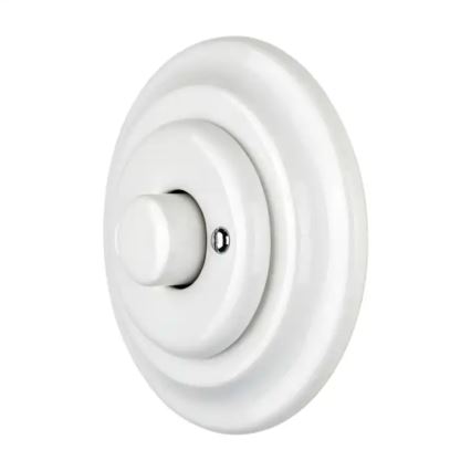 Bohemia-Design - Porcelánový retro stmievač otočný s rámikom 250V/10A biely