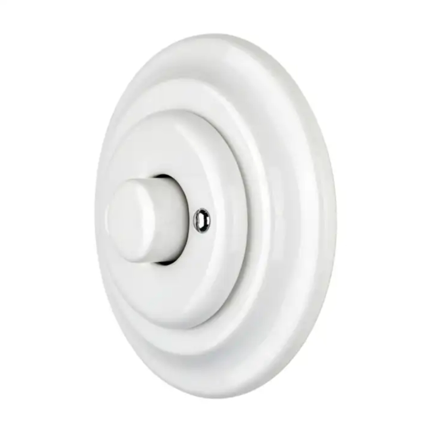 Bohemia-Design - Porcelánový retro stmievač otočný s rámikom 250V/10A biely