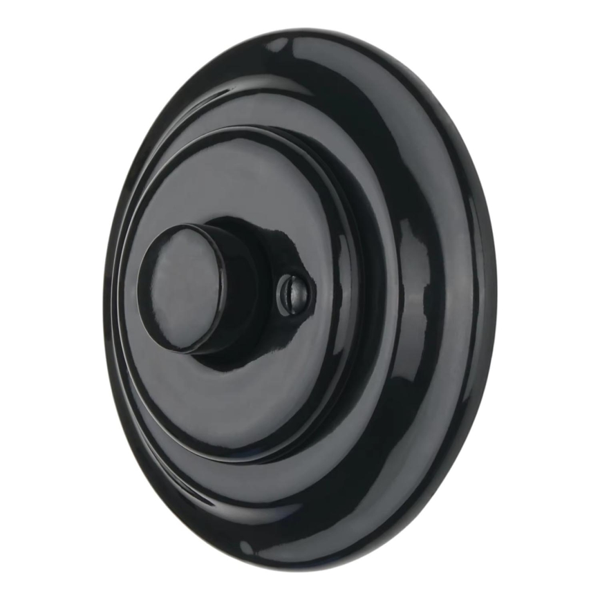 Bohemia-Design - Porcelánový retro stmievač otočný s rámikom 250V/10A čierny