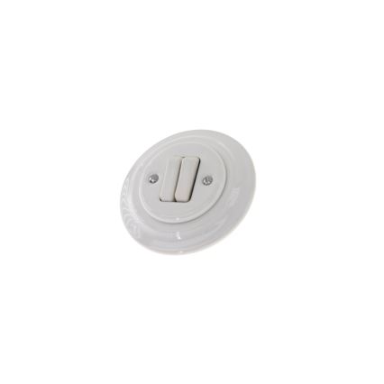 Bohemia-Design - Retro porcelánový dvojitý vypínač s rámikom č. 6+6 biela