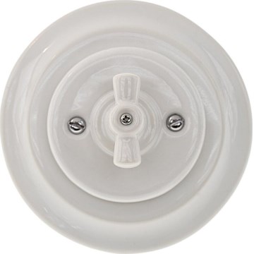 Bohemia-Design - Retro porcelánový otočný vypínač s rámčekom č. 5 biely