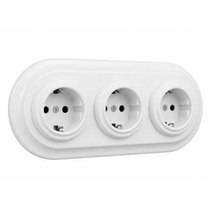 Bohemia-Design - Trojitý porcelánový retro rámček, biely