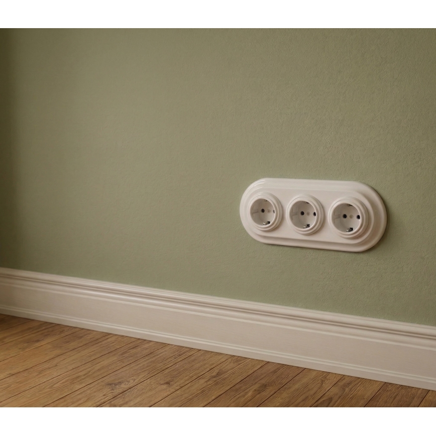 Bohemia-Design - Trojitý porcelánový retro rámček, biely