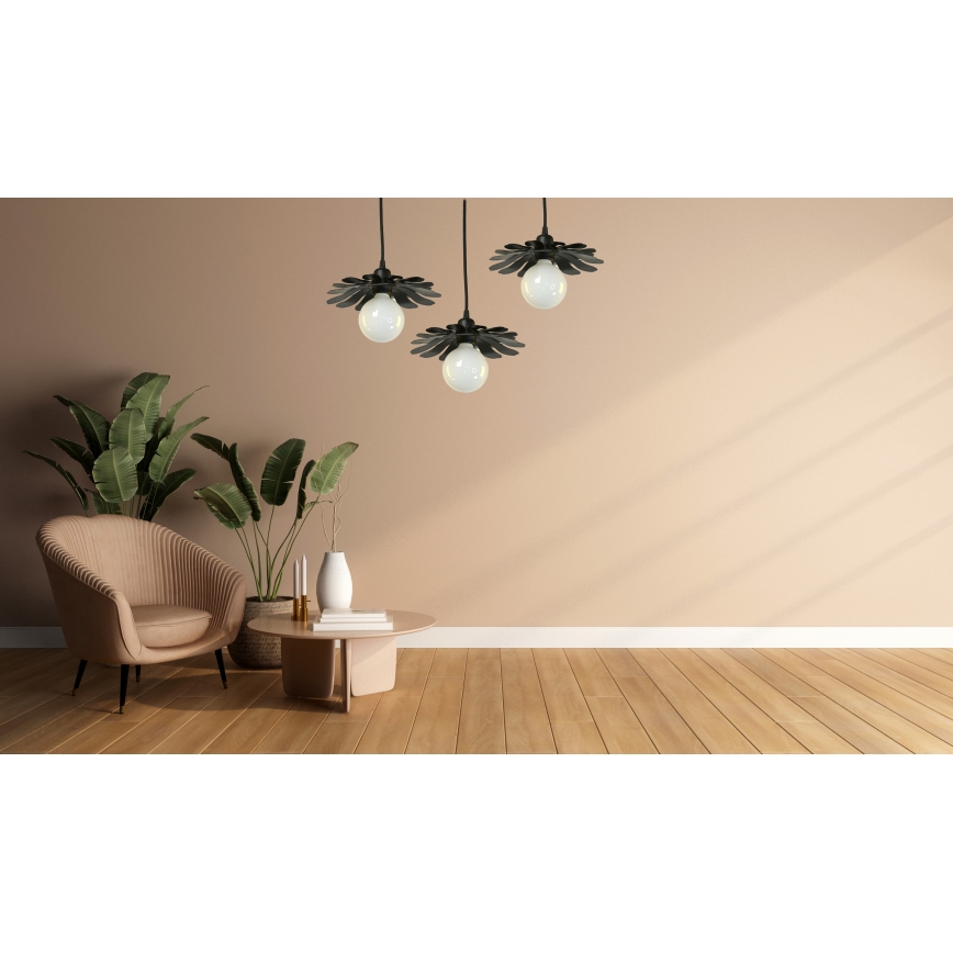 Bohemia-Design - Závesné svietidlo na lankách 1xE27/60W/230V čierna