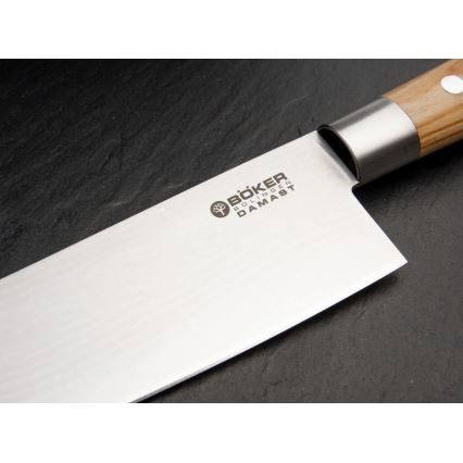 Böker - Damaskový kuchynský nôž DAMAST OLIVE 21,2 cm olivové drevo