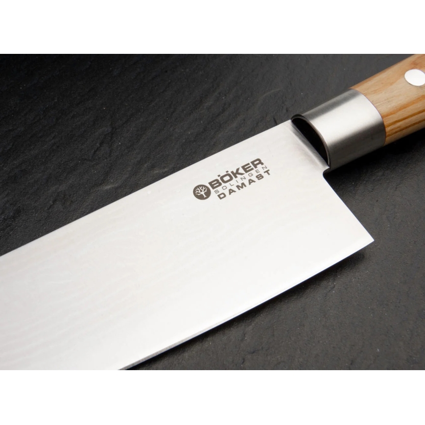 Böker - Damaskový kuchynský nôž DAMAST OLIVE 21,2 cm olivové drevo
