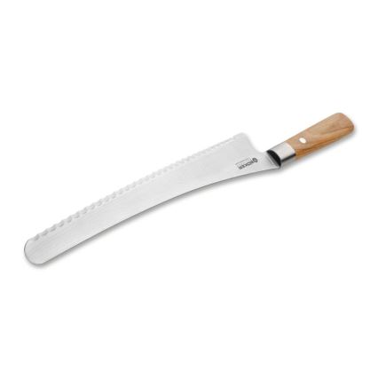 Böker - Damaškový kuchynský nôž na pečivo DAMAST OLIVE 23,5 cm olivové drevo