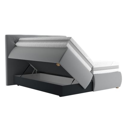 Boxspringová posteľ ELEN 180 x 200 cm s matracom a topperom, sivá