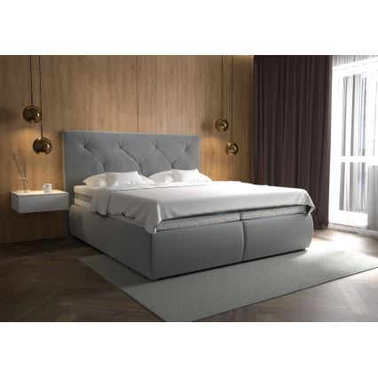 Boxspringová posteľ s matracom a topperom ELEN 180x200 cm sivá