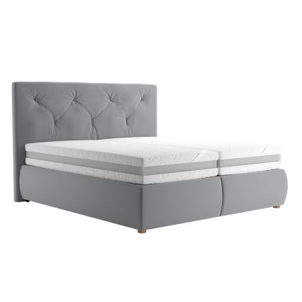 Boxspringová posteľ s matracom a topperom ELEN 180x200 cm sivá
