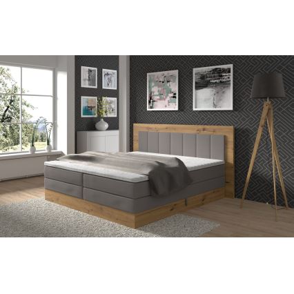 Boxspringová posteľ s matracmi a topperom s úložným priestorom JASMINE 180x200 cm šedá