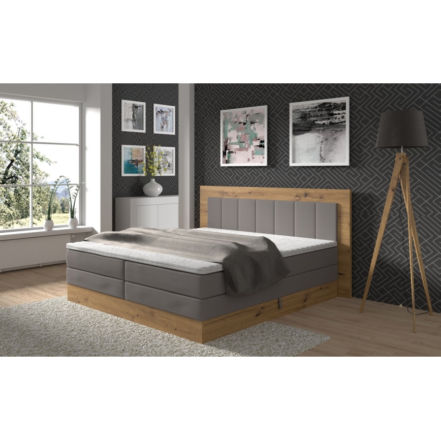 Boxspringová posteľ s matracmi a topperom s úložným priestorom JASMINE 180x200 cm šedá