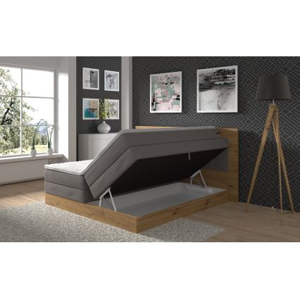 Boxspringová posteľ s matracmi a topperom s úložným priestorom JASMINE 180x200 cm šedá