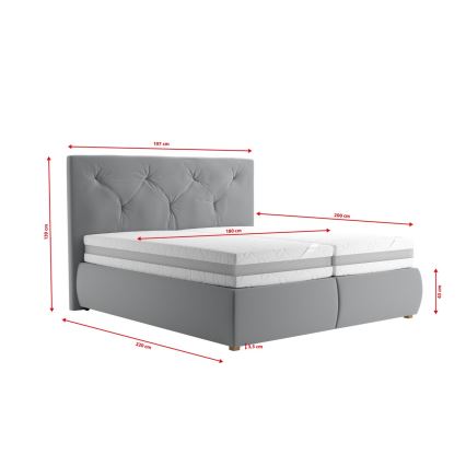 Boxspringová posteľ s matracom a topperom ELEN 180x200 cm šedá