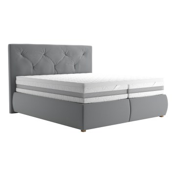 Boxspringová posteľ s matracom a topperom ELEN 180x200 cm sivá