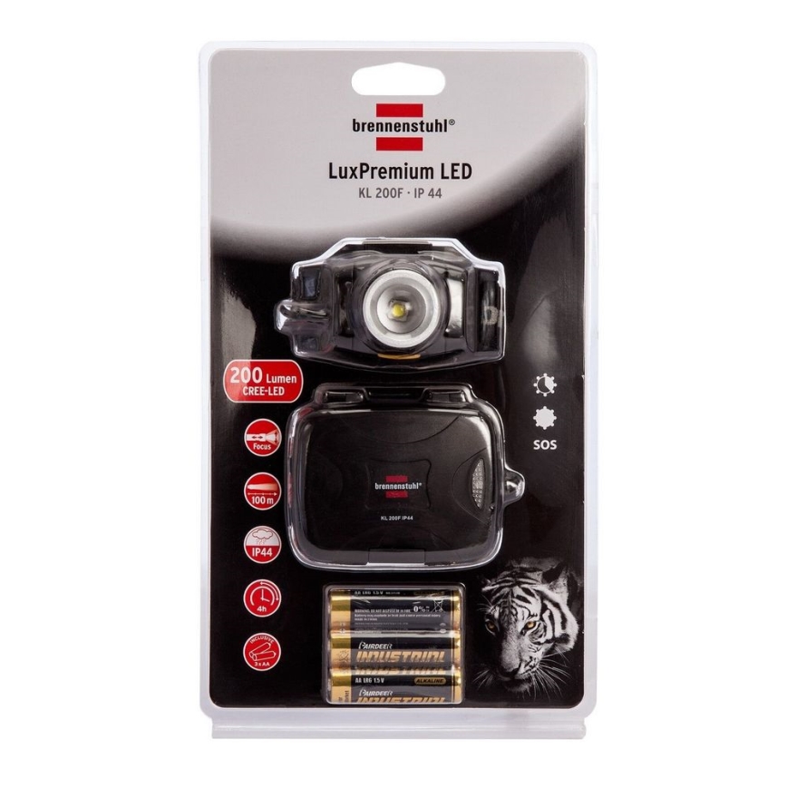 Brennenstuhl - LED Čelovka LuxPremium LED/3xAA IP44 čierna