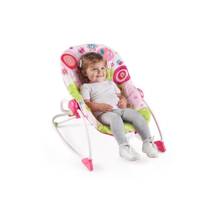 Bright Starts - Detská vibrujúca hojdačka RASPBERRY GARDEN