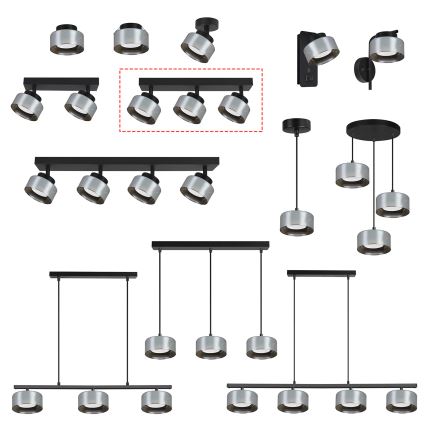 Brilagi - Bodové svietidlo AURA LUX 3xGX53/30W/230V čierna/dymová
