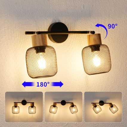Brilagi - Bodové svietidlo BASKLITE 2xE27/15W/230V drevo/čierna