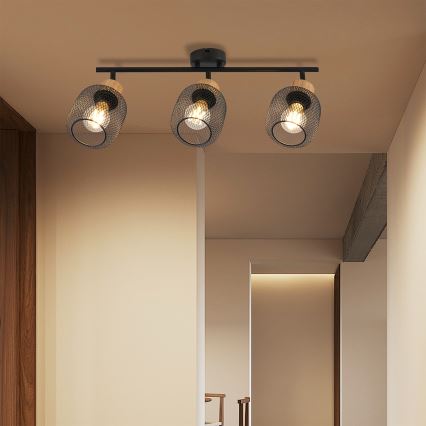 Brilagi - Bodové svietidlo BASKLITE 3xE27/15W/230V drevo/čierna