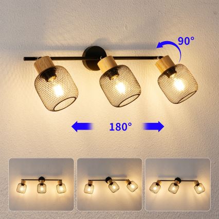 Brilagi - Bodové svietidlo BASKLITE 3xE27/15W/230V drevo/čierna