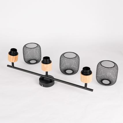 Brilagi - Bodové svietidlo BASKLITE 3xE27/15W/230V drevo/čierna