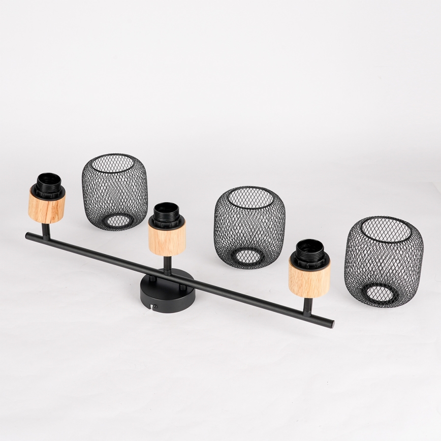 Brilagi - Bodové svietidlo BASKLITE 3xE27/15W/230V drevo/čierna