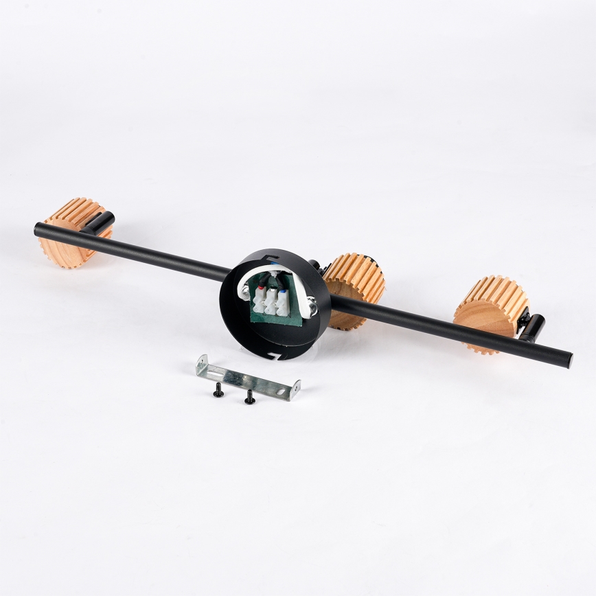 Brilagi - Bodové svietidlo BASKLITE 3xE27/15W/230V drevo/čierna