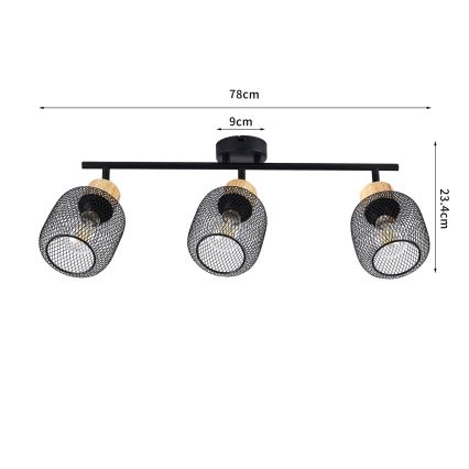 Brilagi - Bodové svietidlo BASKLITE 3xE27/15W/230V drevo/čierna