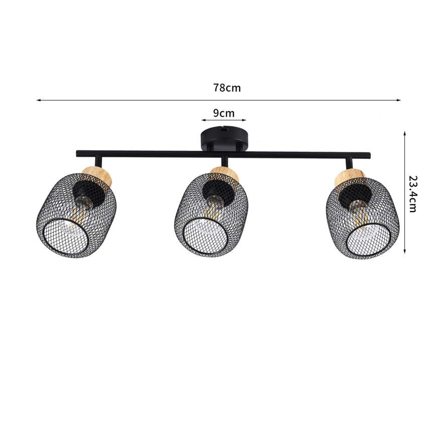 Brilagi - Bodové svietidlo BASKLITE 3xE27/15W/230V drevo/čierna
