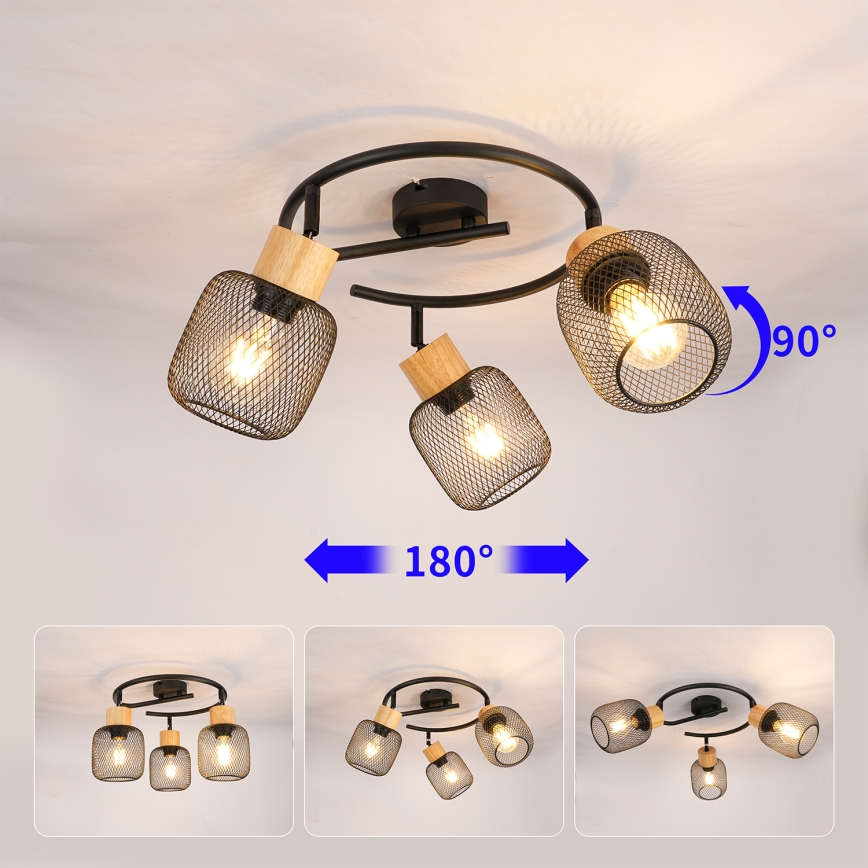 Brilagi - Bodové svietidlo BASKLITE 3xE27/15W/230V drevo/čierne
