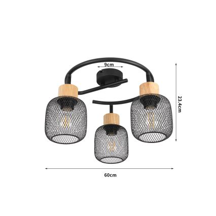 Brilagi - Bodové svietidlo BASKLITE 3xE27/15W/230V drevo/čierne