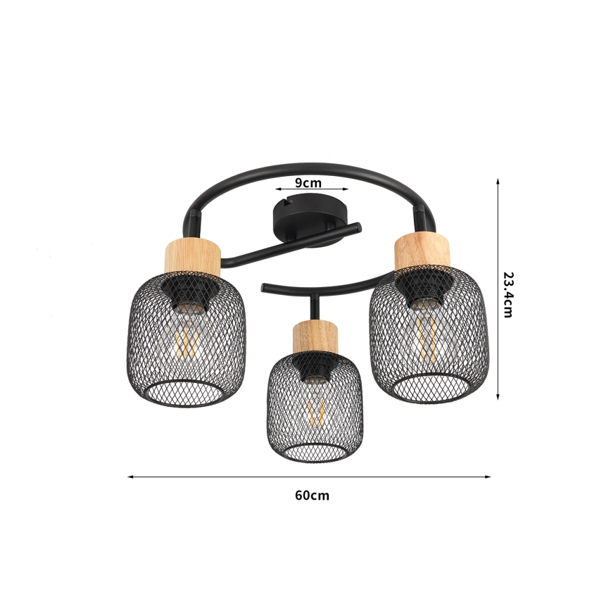 Brilagi - Bodové svietidlo BASKLITE 3xE27/15W/230V drevo/čierne