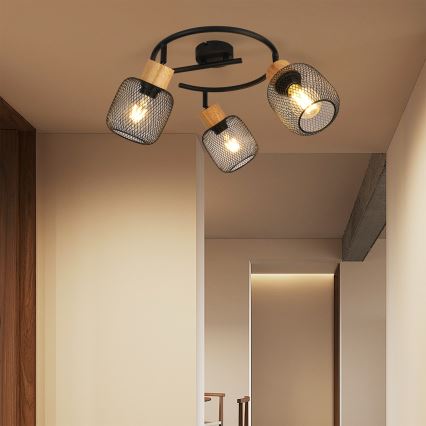 Brilagi - Bodové svietidlo BASKLITE 3xE27/15W/230V kaučukovník/čierna